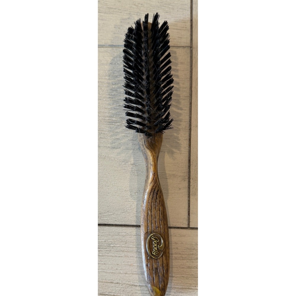 Vtg Goody USA Hair Brush Faux Wood Grain Barber Styling Brush Nylon Bristle 8"